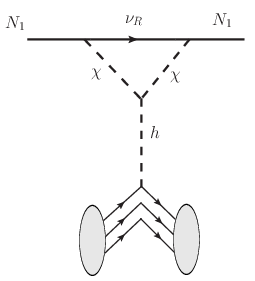 Schematic diagram for one-loop dark matter scattering off nucleon via SM Higgs